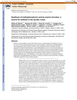 Synthesis of Methylphosphonic Acid by Marine Microbes: a Source for Methane in the Aerobic Ocean