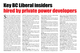 Key BC Liberal Insiders Hired by Private Power Developers