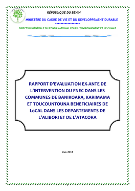 Rapport D'évaluation Ex-Ante De Projets Local Juin 2018