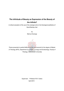 The Infinitude of Beauty As Expression of the Beauty of the Infinite?