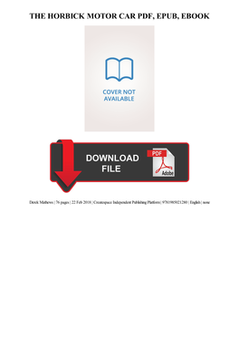 PDF Download the Horbick Motor Car Kindle