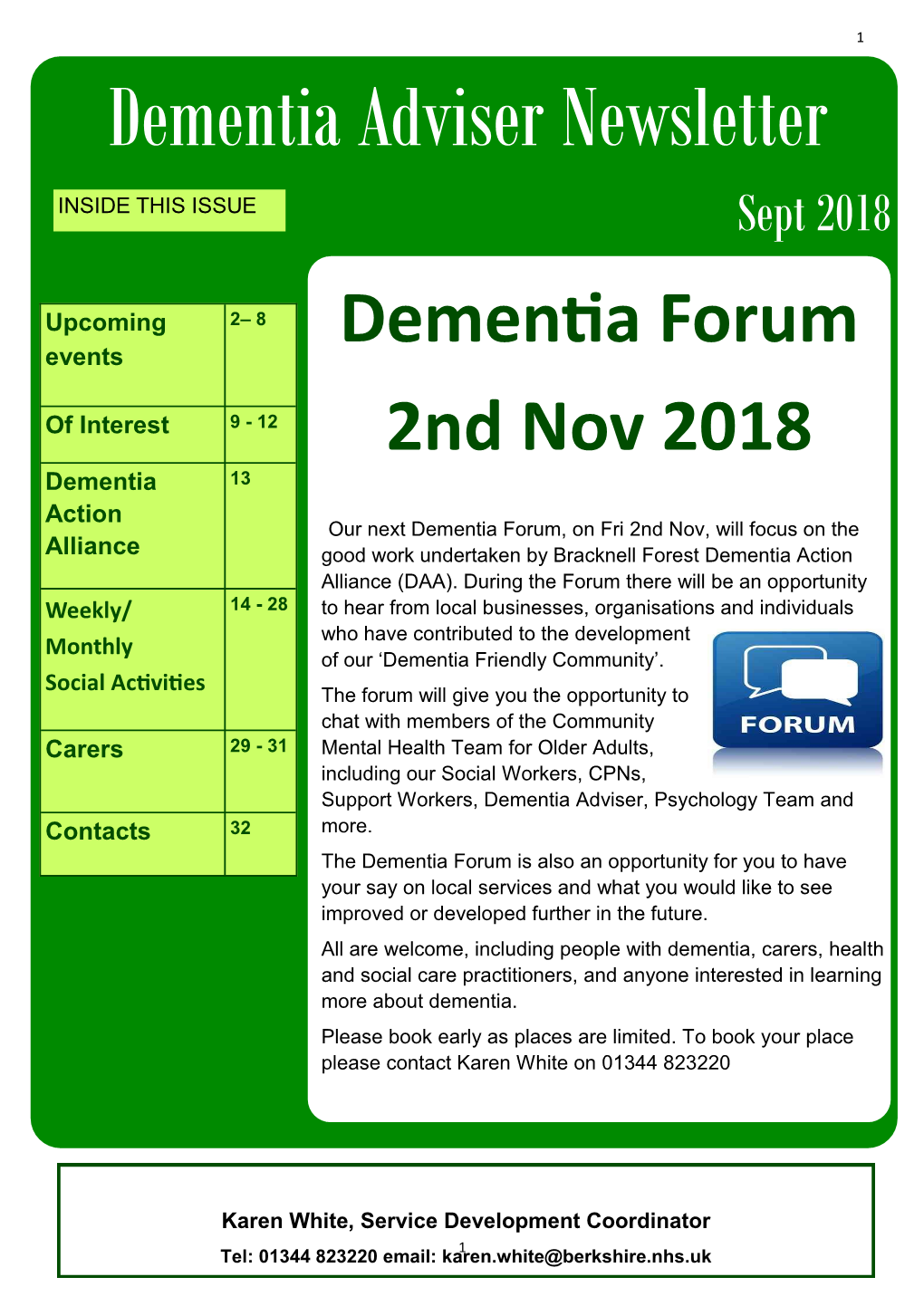 Dementia Adviser Newsletter