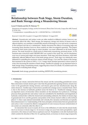 Relationship Between Peak Stage, Storm Duration, and Bank Storage Along a Meandering Stream