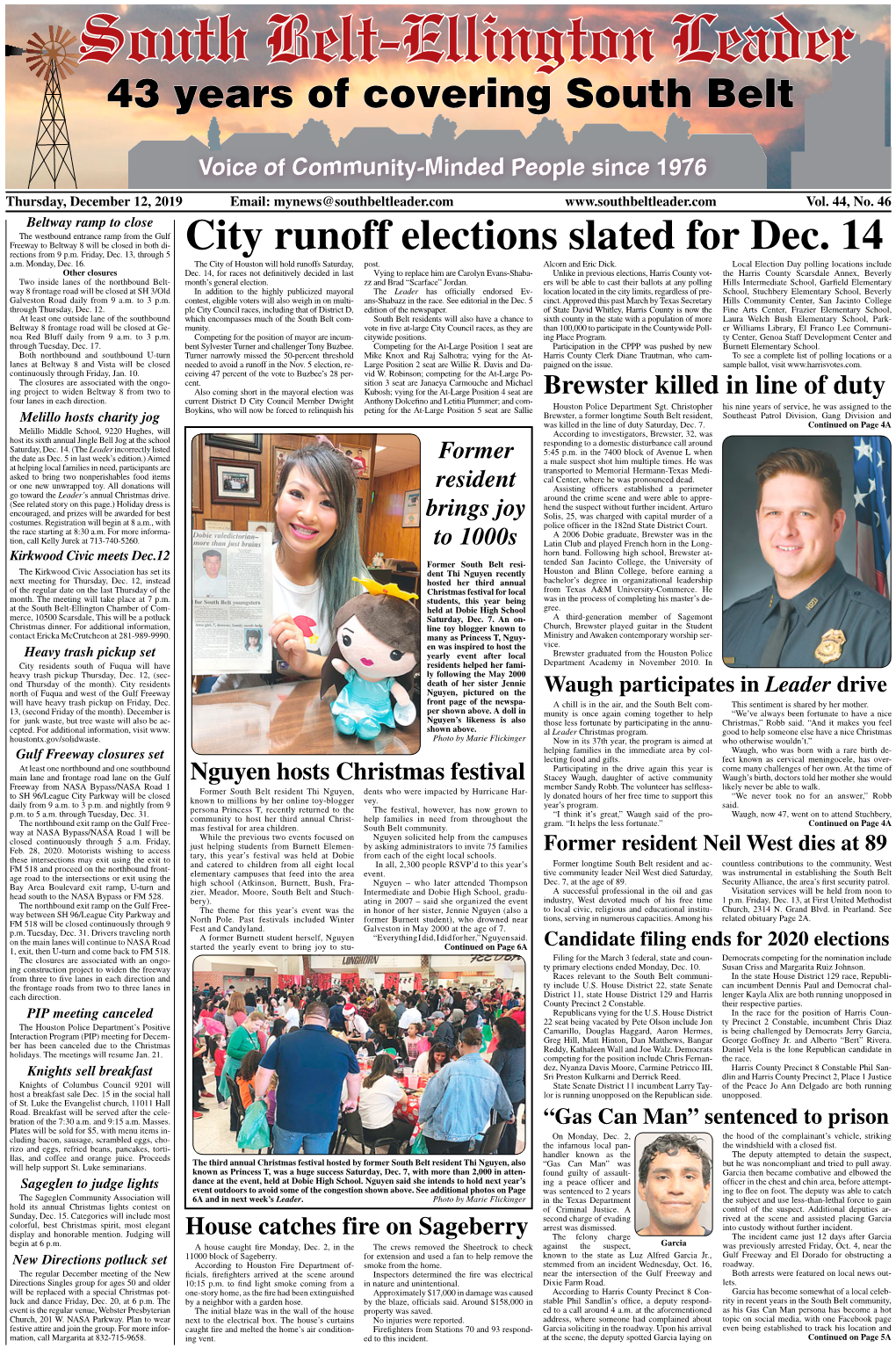 South Belt-Ellington Leader Thursday, December 12, 2019