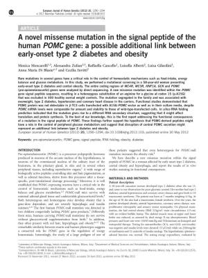 A Novel Missense Mutation in the Signal Peptide of the Human POMC Gene: a Possible Additional Link Between Early-Onset Type 2 Diabetes and Obesity