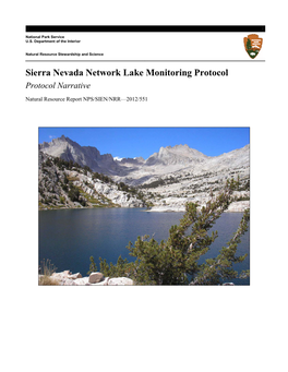 Sierra Nevada Network Lake Monitoring Protocol Protocol Narrative