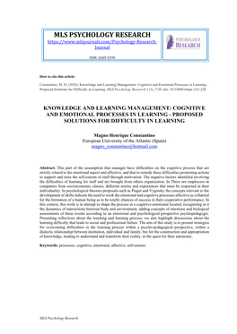 MLS PSYCHOLOGY RESEARCH Journal