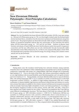 New Zirconium Diboride Polymorphs—First-Principles Calculations