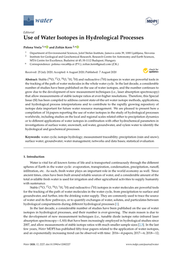 Use of Water Isotopes in Hydrological Processes
