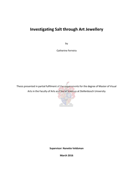 Investigating Salt Through Art Jewellery