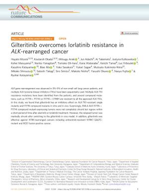 Gilteritinib Overcomes Lorlatinib Resistance in ALK-Rearranged Cancer
