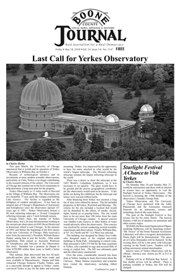 Last Call for Yerkes Observatory