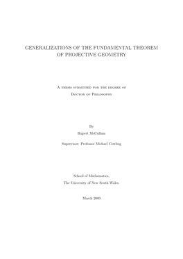 Generalisations of the Fundamental Theorem of Projective