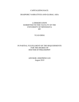 Diasporic Narratives and Global Asia a Dissertation