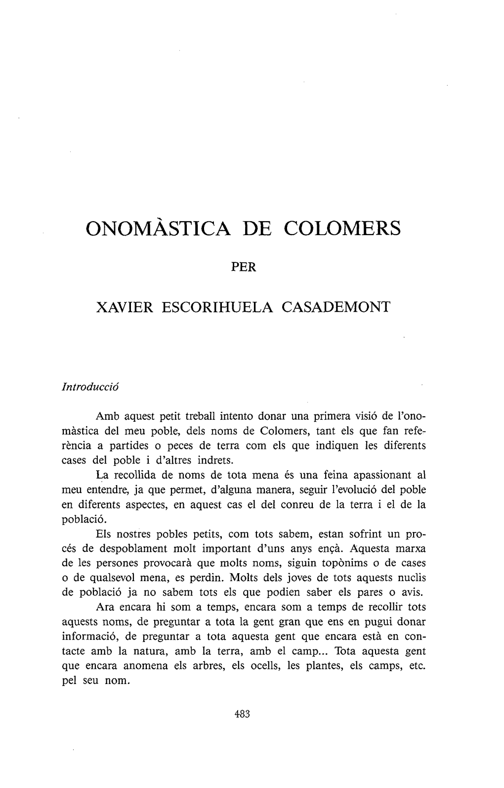 Onomàstica De Colomers