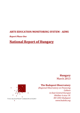 Hungarian Report on Arts Education in Hungary