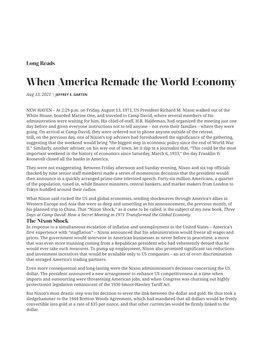 When America Remade the World Economy