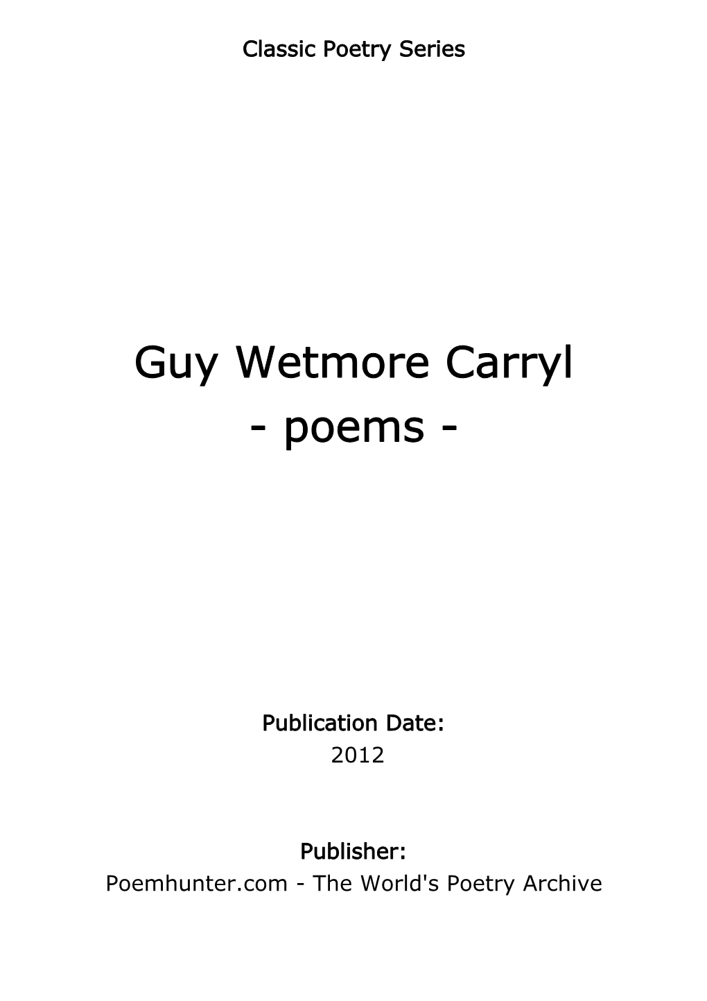 Guy Wetmore Carryl - Poems