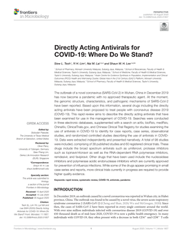 Directly Acting Antivirals for COVID-19: Where Do We Stand?