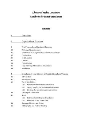 Library of Arabic Literature Handbook for Editor-Translators