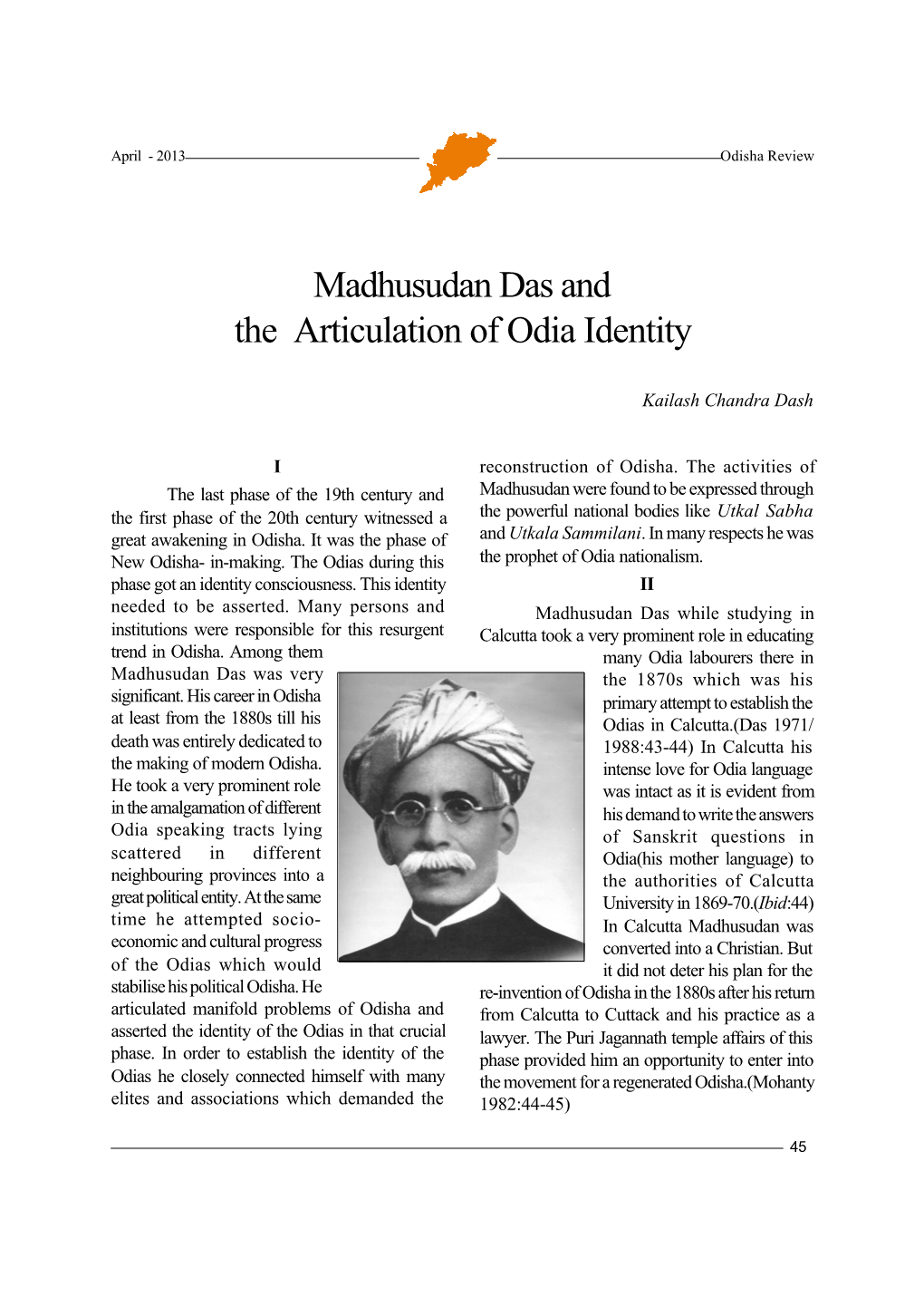 Madhusudan Das and the Articulation of Odia Identity