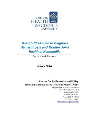 Use of Ultrasound to Diagnose Hemarthrosis and Monitor Joint Health in Hemophilia Participant Request