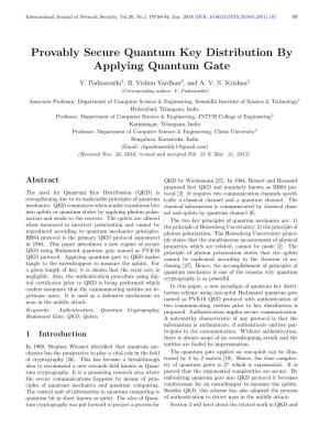 Provably Secure Quantum Key Distribution by Applying Quantum Gate