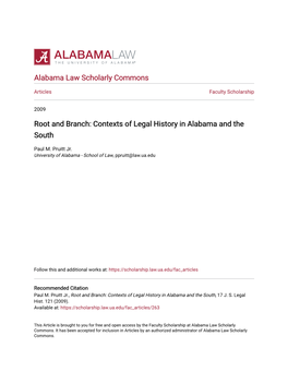 Root and Branch: Contexts of Legal History in Alabama and the South