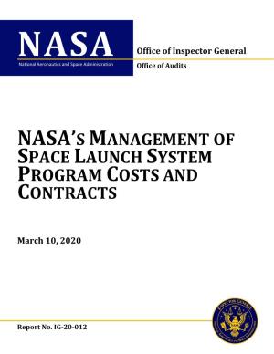 NASA's Management of Space Launch System