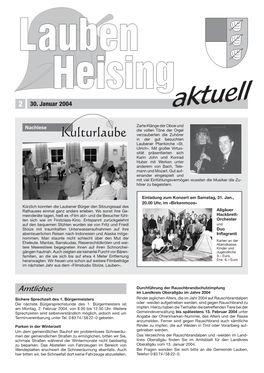 Lauben Heising Aktuell, Ausgabe 2 Vom 30.01.2004