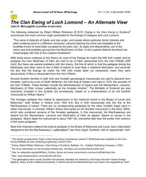 The Clan Ewing of Loch Lomond – an Alternate View1 John D