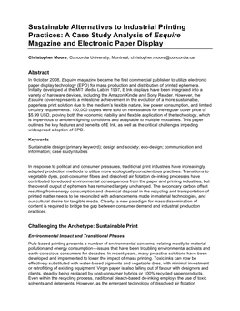 Sustainable Alternatives to Industrial Printing Practices: a Case Study Analysis of Esquire Magazine and Electronic Paper Display