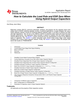 How to Calculate the Load Pole and ESR Zero When Using Hybrid Output Capacitors