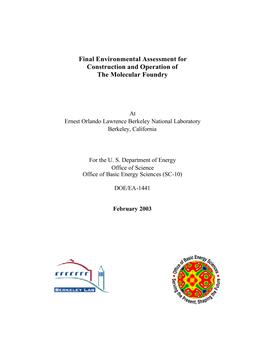 Environmental Assessment for Construction and Operation of the Molecular Foundry