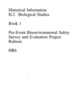 Historical Information H.2 Biological Studies Book 1 Pre-Event