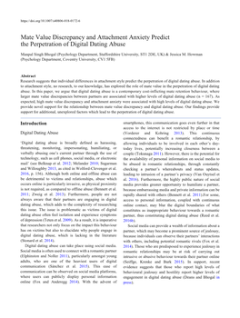 Mate Value Discrepancy and Attachment Anxiety Predict the Perpetration of Digital Dating Abuse