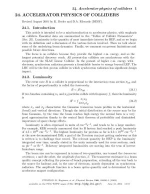 24. Accelerator Physics of Colliders Length RF Systems