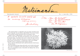 Matrimandir Journal No. 1, Auroville, 1998 This Journal Begins An