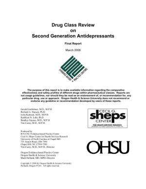 Drug Class Review on Second Generation Antidepressants