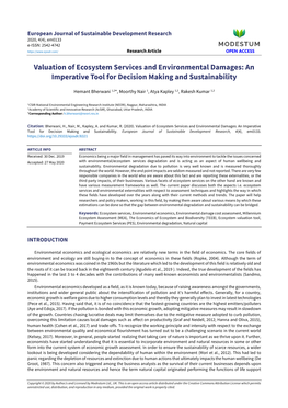 Valuation of Ecosystem Services and Environmental Damages: an Imperative Tool for Decision Making and Sustainability