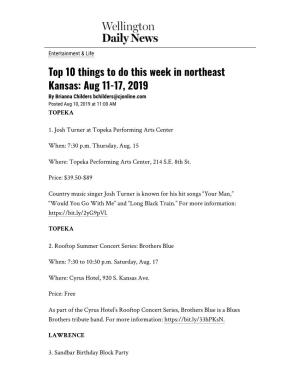 Top 10 in Northeast Kansas Aug 11-17, 2019