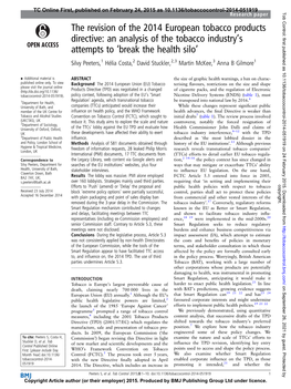 The Revision of the 2014 European Tobacco Products