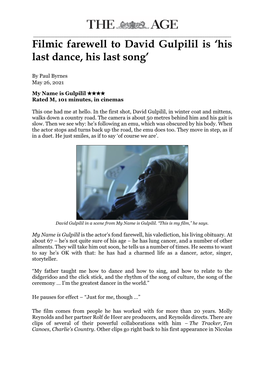 Filmic Farewell to David Gulpilil Is 'His Last Dance, His Last