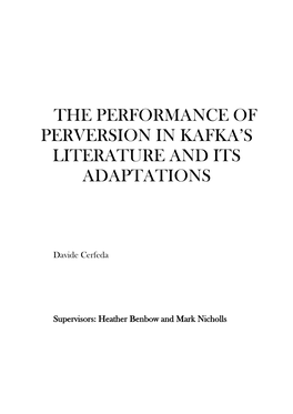 "The Performance of Perversion in Kafka's Literature and Its Adaptations" Complete Thesis