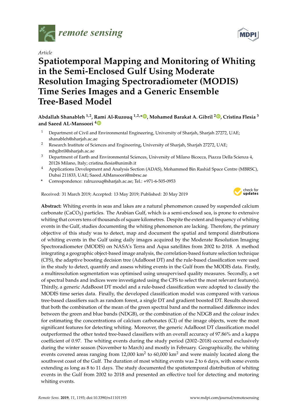 Spatiotemporal Mapping and Monitoring of Whiting in the Semi