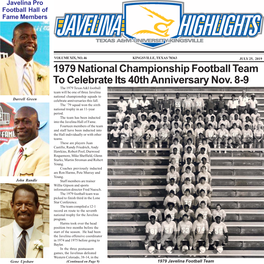 1979 National Championship Football Team to Celebrate Its 40Th Anniversary Nov