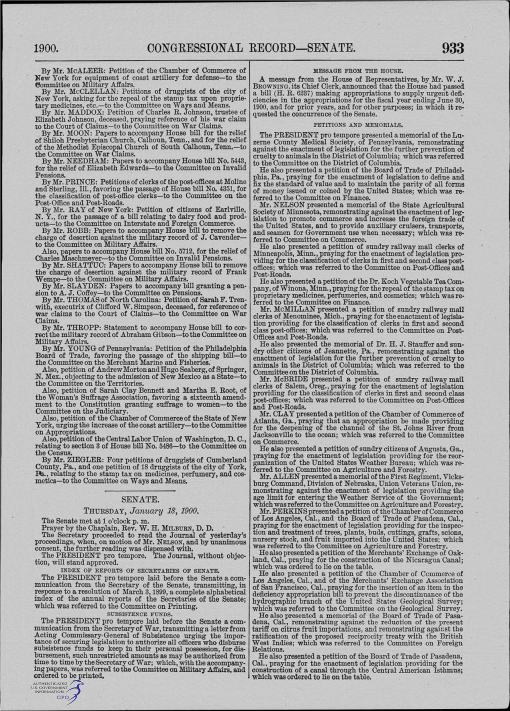 Congressional Record-Senate. 933