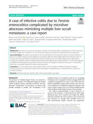 A Case of Infective Colitis Due to Yersinia Enterocolitica Complicated