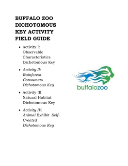 Buffalo Zoo Dichotomous Key Activity Field Guide