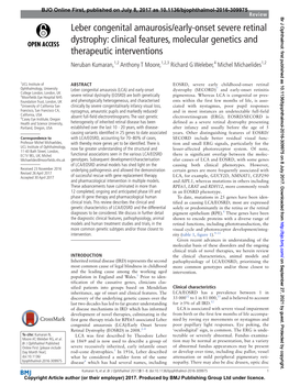 Leber Congenital Amaurosis/Early-Onset Severe